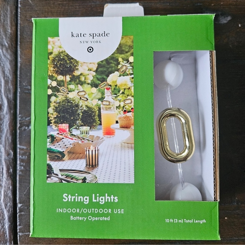 Kate Spade + Target  White and Gold Indoor/Outdoor String Lights. New in Box